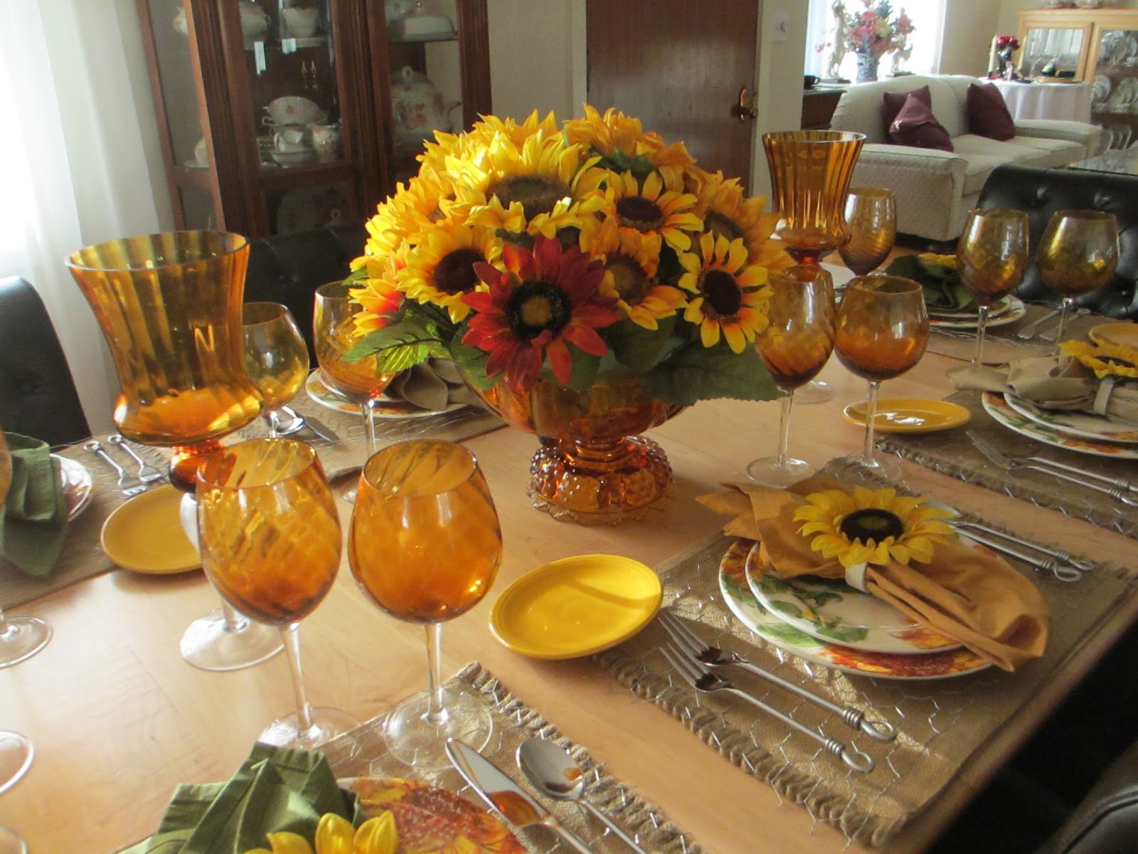 The Welcomed Guest: Sunflowers and Amber Table