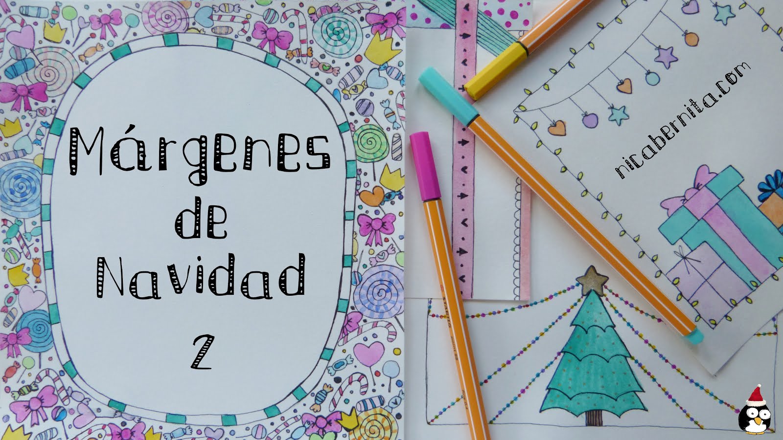 Ideas de MÁRGENES Y BORDES para decorar cuadernos, cartas o TARJETAS DE  NAVIDAD 🎅