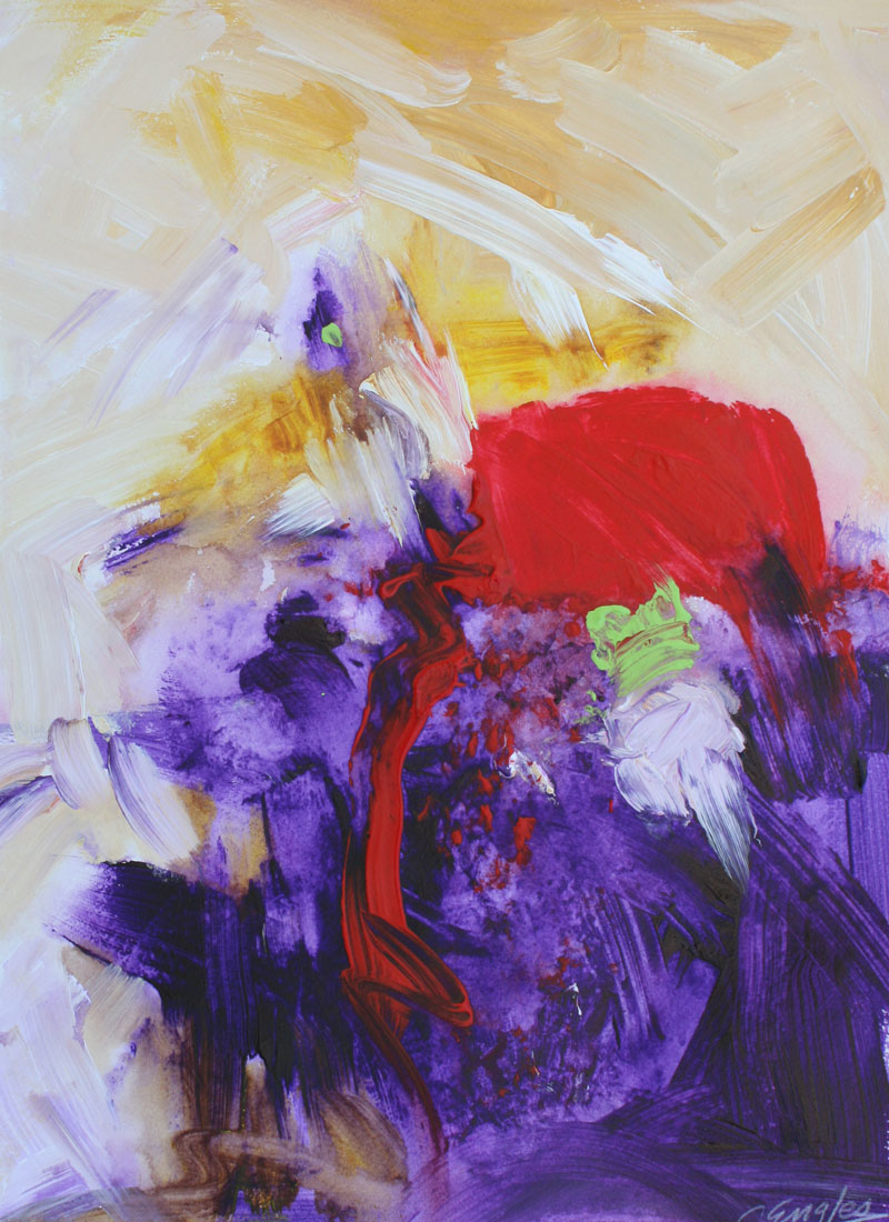 Carol Engles Art Red Square, One, abstract painting by Carol Engles