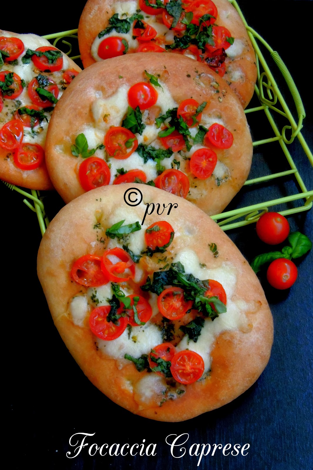 Priya's Versatile Recipes: Focaccia Caprese Priya's Versatile Recipes: Focaccia Caprese
