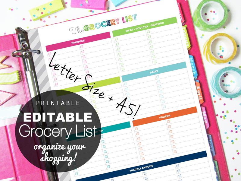 editable grocery list