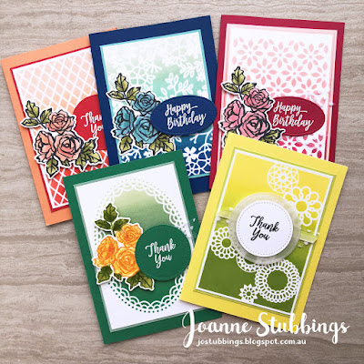 Jo's Stamping Spot - ESAD 2018 Annual Catalogue Launch Blog Hop using 2018-2020 In Colors and Delightfully Detailed DSP by Stampin' Up!