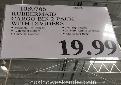 Deal for a 2 pack of Rubbermaid Wide Cargo Bin at Costco