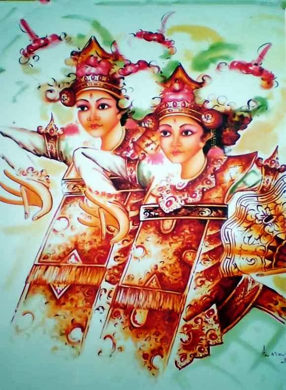 28 Karya Lukisan  Tarian Bali  yang Artistik Seni Rupa
