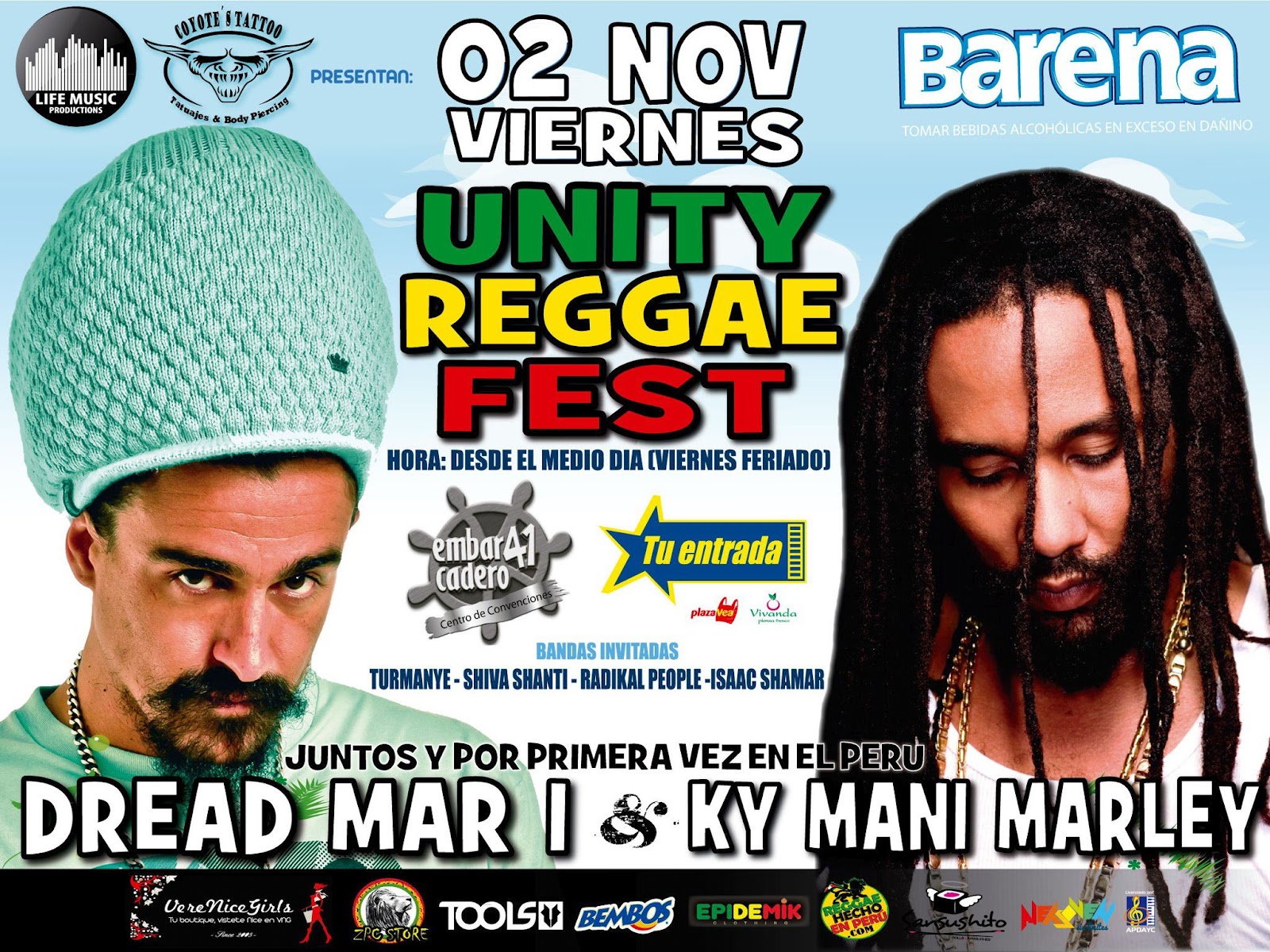 Conciertos de reggae en Perú UNITY REGGAE FEST KY MANI MARLEY