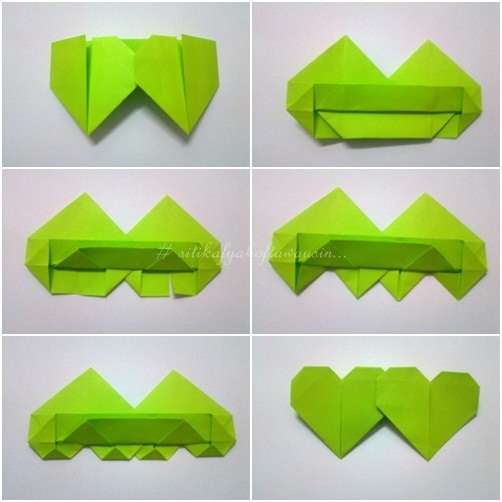 cara buat origami double heart (double love) Siti Kektus