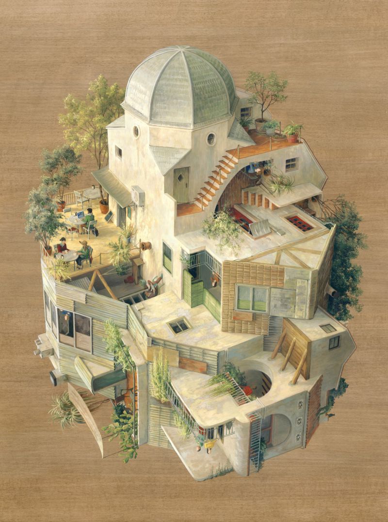 12-Cúpula-Cinta Vidal Agulló-Multi-directional-Surreal-Architecture-Drawings-and-Paintings-www-designstack-co