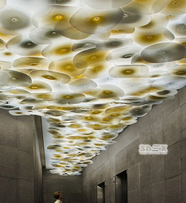 3D ceiling murals for restaurant hallways