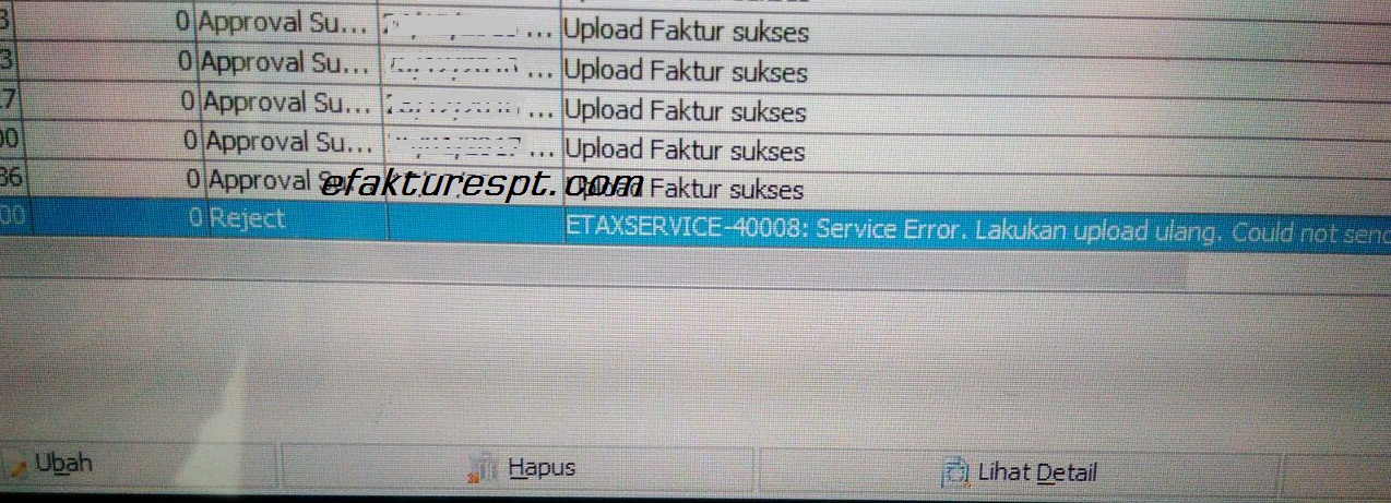 Upload e-Faktur Error ETAXSERVICE-40008 : Service Error | eFaktur dan eSPT