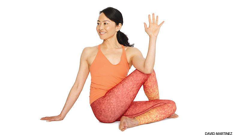 Yin Yoga Posture Childs pose with twist with modifications