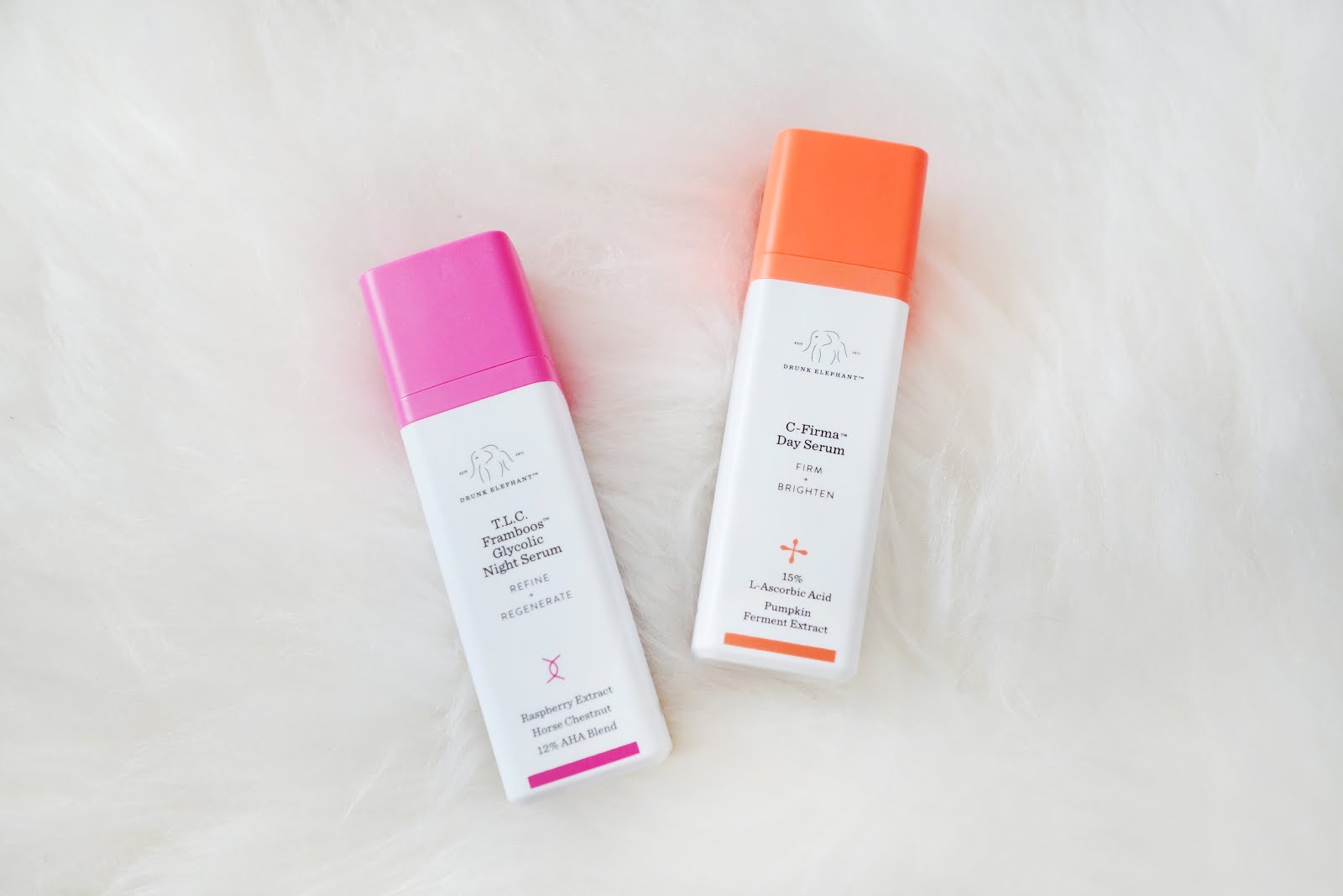 Drunk Elephant T.L.C. Framboos™ Glycolic Night Serum, C-Firma™ Day Serum Review COVER
