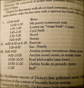 James Dickey’s writing schedule