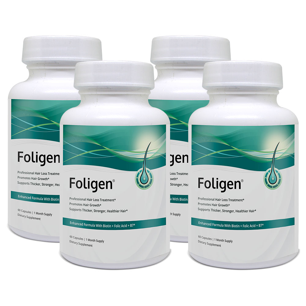 Foligen - Hair Loss Supplement (3 BOTTLES PLUS 1 FREE)