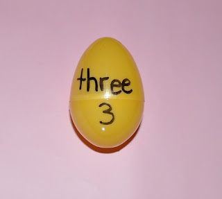 Read number words with plastic Easter eggs