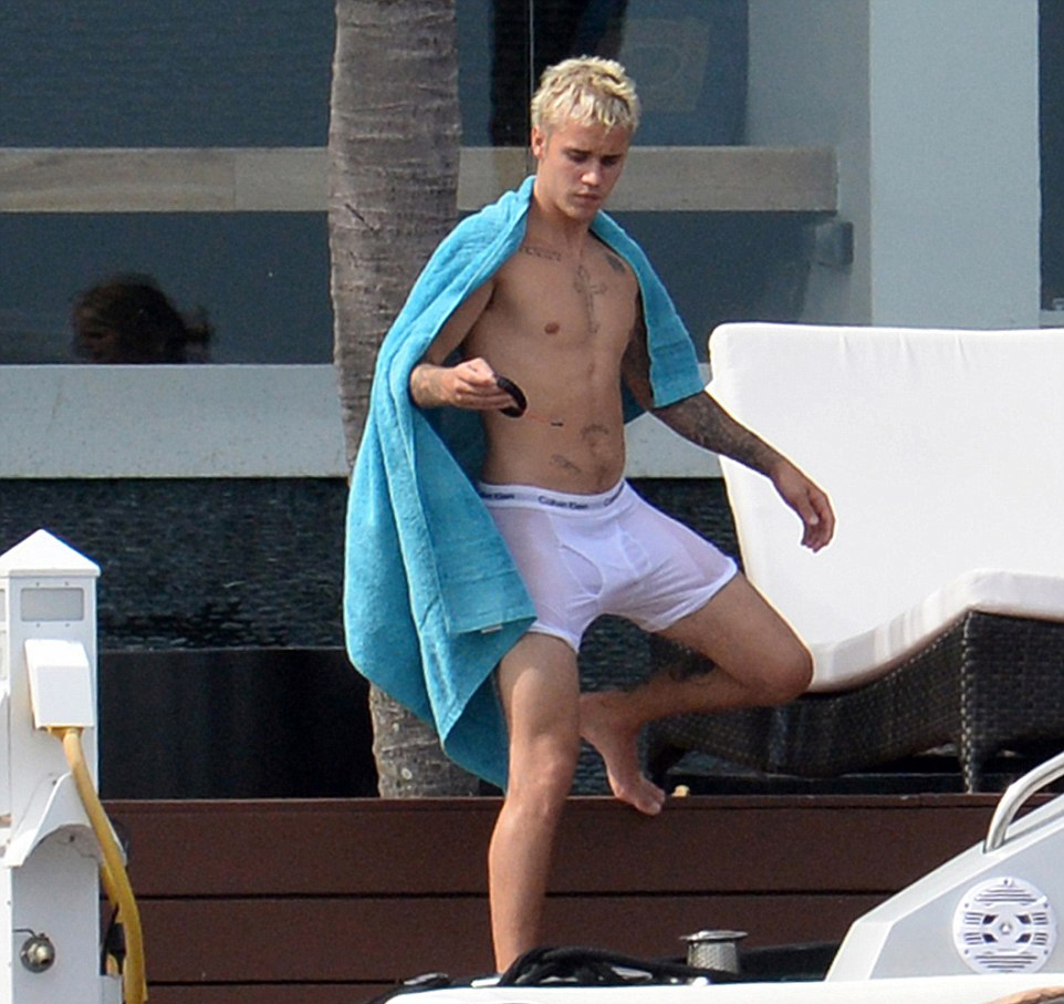 Justin bieber in his undies.