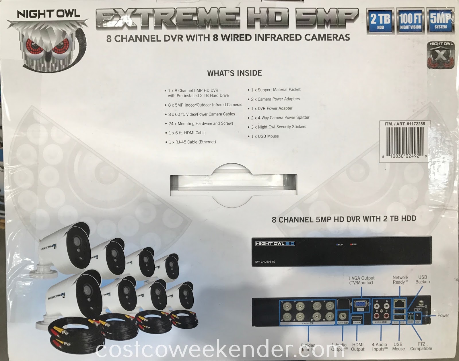 Night Owl Extreme HD 5MP 8 Channel DVR with 8 Wired Infrared Cameras