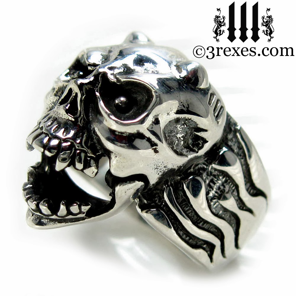  silver skull biker ring