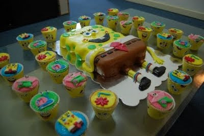 SpongeBob Theme Cake and Cupcakes