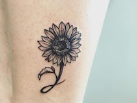 Outline Rose And Sunflower Tattoo Designs