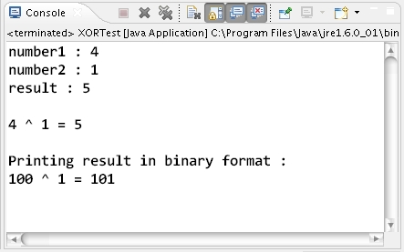 A simple Java program demonstrating Bitwise exclusive OR operation ...