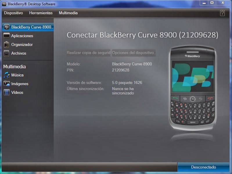 BlackBerry Desktop Software español de tu BlackBerry con