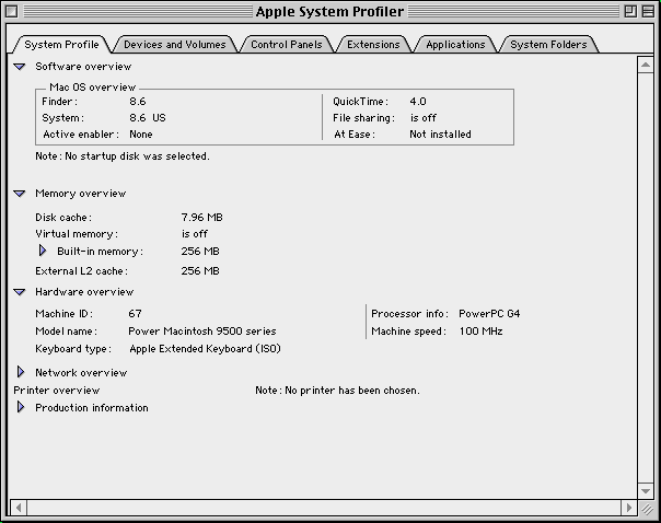 The 'System Profile' for SheepShaver's emulated environment