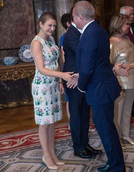 Grand Duke Henri and Grand Duchess Maria Teresa, Prince Guillaume and Princess Stéphanie attend the garden party at Colmar-Berg in Luxembourg