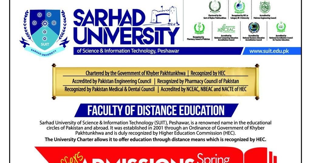 Sarhad University Offers Admissions Spring 2018 Computer Zila