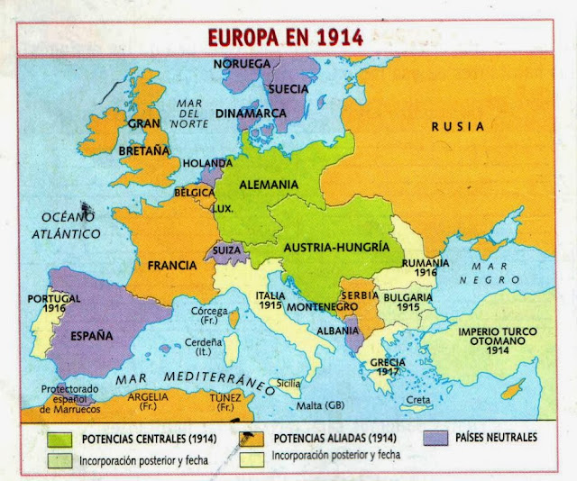 Mapa de Europa antes de la primera guerra mundial Mapa de Europa antes de la primera guerra mundial