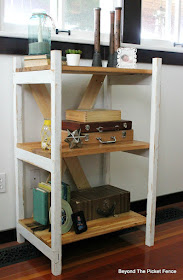 ladder shelf, DIY, build it, barnwood, reclaimed wood, http://bec4-beyondthepicketfence.blogspot.com/2016/04/easy-ladder-shelf.html