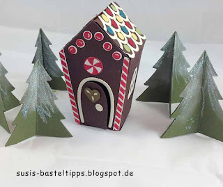 Pfefferkuchenhaus Stampin' Up! Miniatur Märchenland: Hänsel und Gretel, Weihnachtsmann am Nordpol und Rentierschlitten