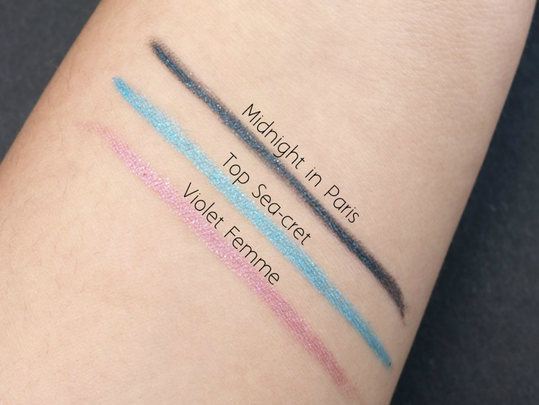 Marc Jacobs Highliner Gel Eye Crayon in in Paris", Sea-cret" & "Violet Femme": Review and Swatches The Happy Sloths: Beauty, Makeup, and Skincare Blog with Reviews and Swatches
