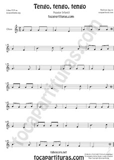 Tengo Tengo Tengo Sheet Music for Flute,  Violin, Alto Sax, Trumpet, Viola, Guitar, Oboe, Clarinet, Tenor Sax, Soprano Sax, Trombone, Flugelhorn, Cello, Bassoon, Baritone Sax, Euphonium, Horn, Tube...