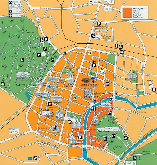 Mapa do centro de Liubliana – Eslovênia