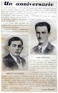 Luigi Bavaresco e Giovanni Gasparini, i due partigiani uccisi a Fagarè, ricordati dal settimanale dell'Anpi di Treviso "La Nuova Strada" (27.3.1947)