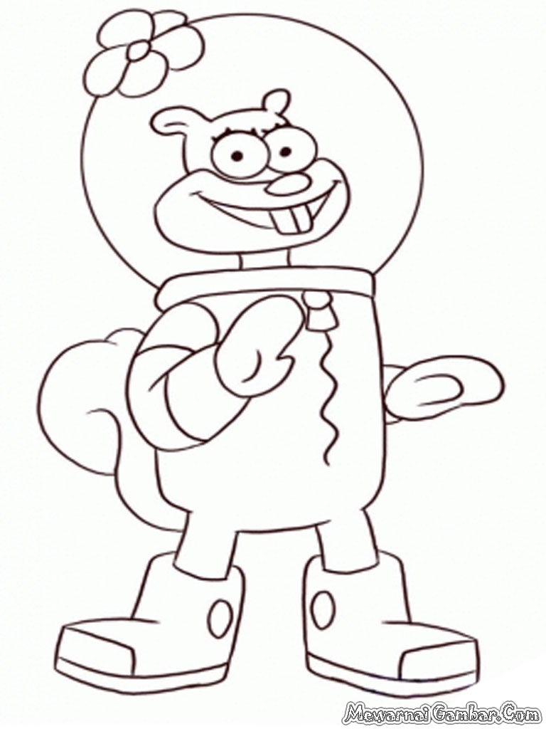 Mewarnai Gambar Sandy Cheeks Si Tupai | Mewarnai Gambar