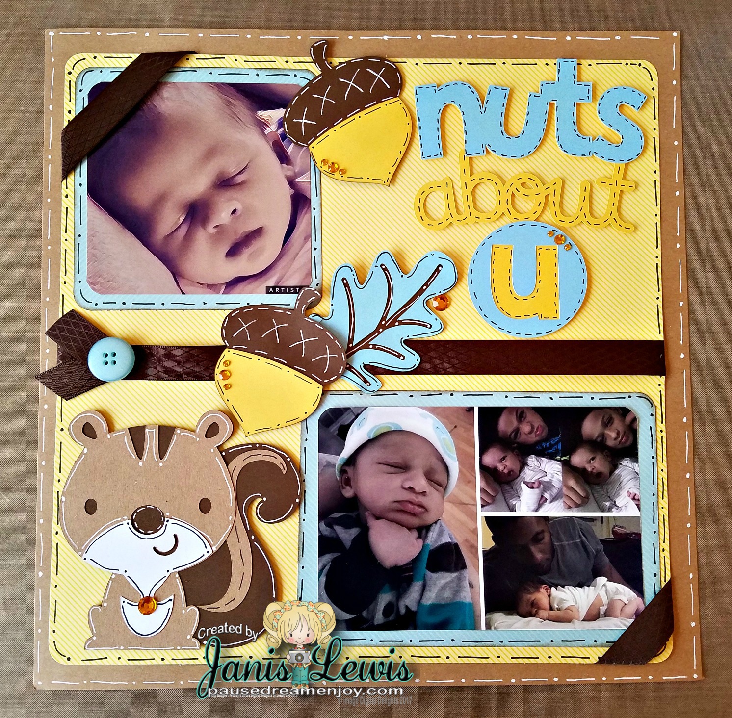 Pause Dream Enjoy Nuts About You Scrapbook Layout