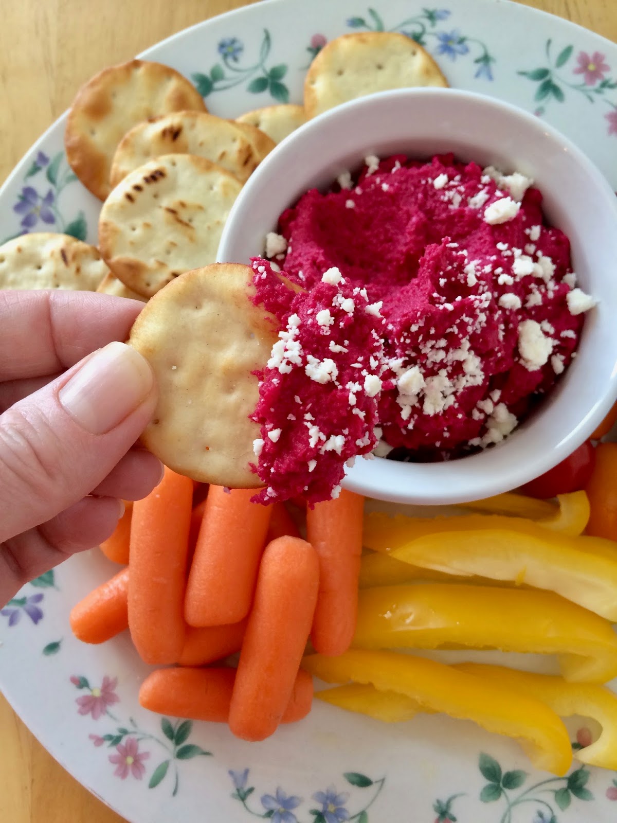 Savory Moments Beet hummus with feta