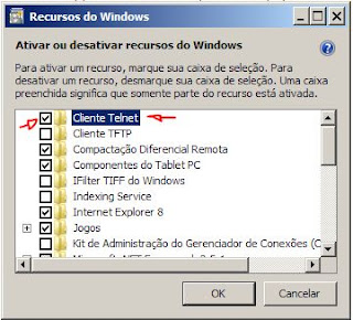 Ativando Telnet via Recursos do Windows 7