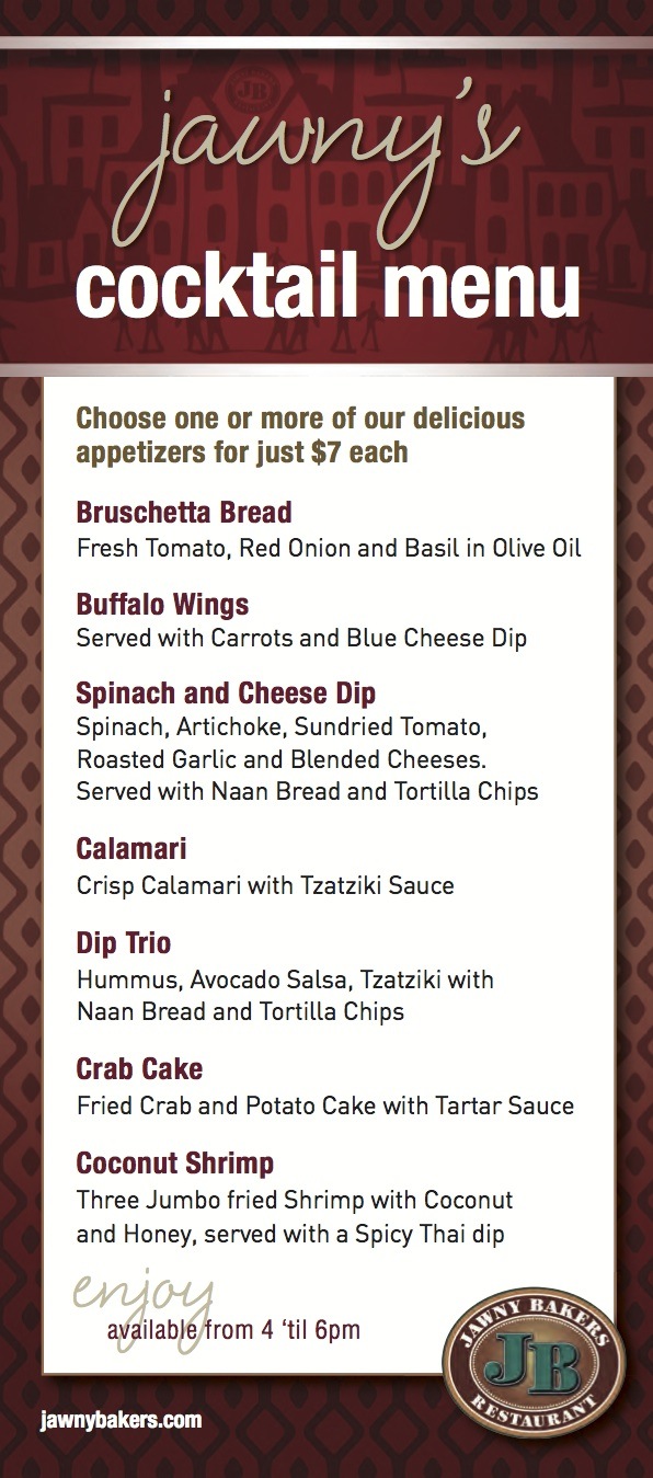 Bakers Lounge Food Menu Bakers Lounge Food Menu