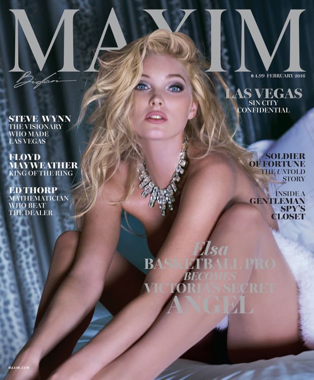 Elsa Hosk appears on Maxim magazine cover (February 2016)