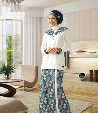 Contoh Baju Batik Gamis Kombinasi Polos Terkini