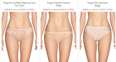 Ejemplos de braguitas y tangas color beige también en oferta lenceria beige de Triumph