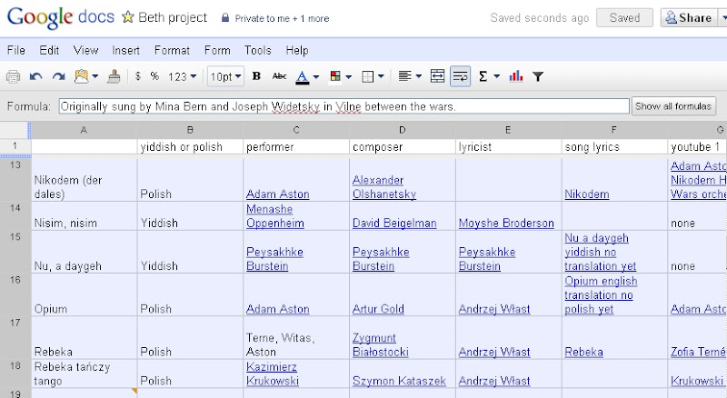 Example of google doc spreadsheet use as a database
