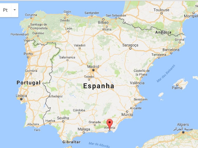 localização de Almería no mapa da Espanha