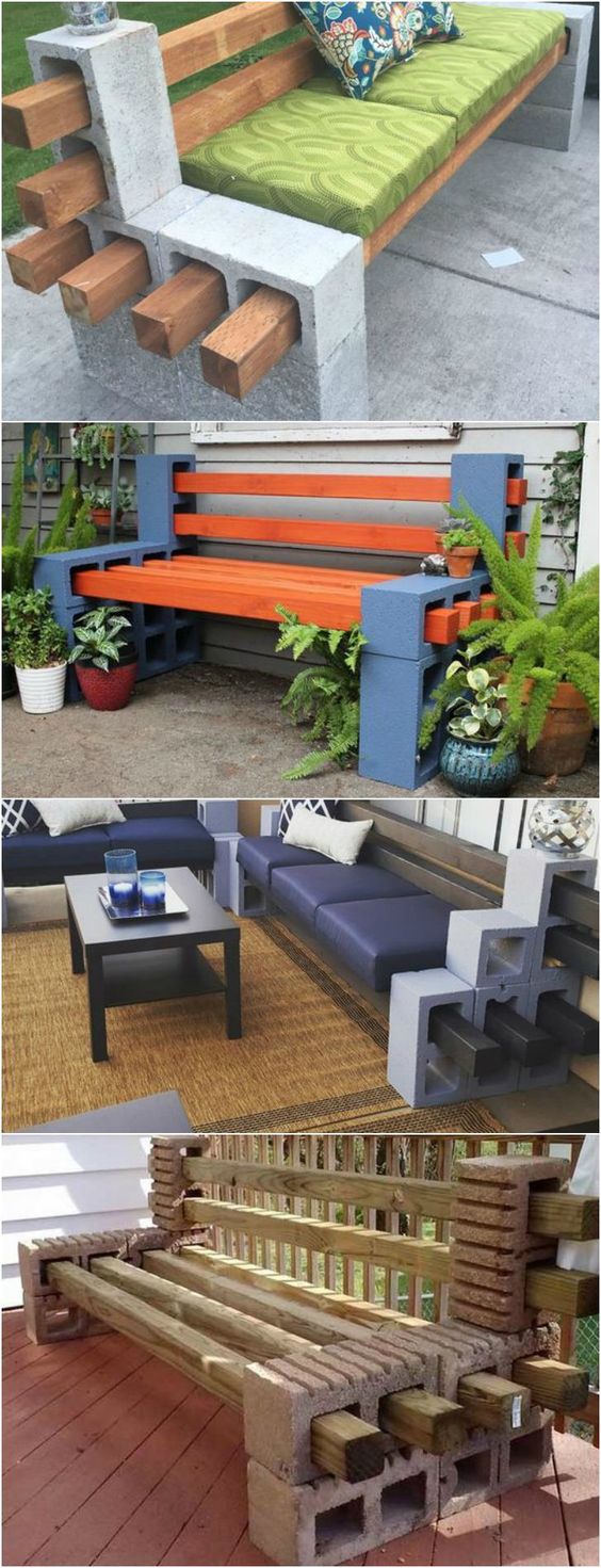 15 DIY Cheap Patio Bench Ideas From Concrete Blocks - Dwell Of Decor