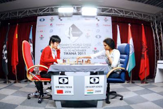 Echecs à Tirana : le match entre Hou Yifan (2568) et Humpy Koneru (2600) © Fide