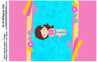 Fiesta en la Piscina para Niña Morena: Etiquetas para Candy Bar para Imprimir Gratis. Etiquetas de Fiesta en la Piscina para Niña Morena para imprimir gratis.