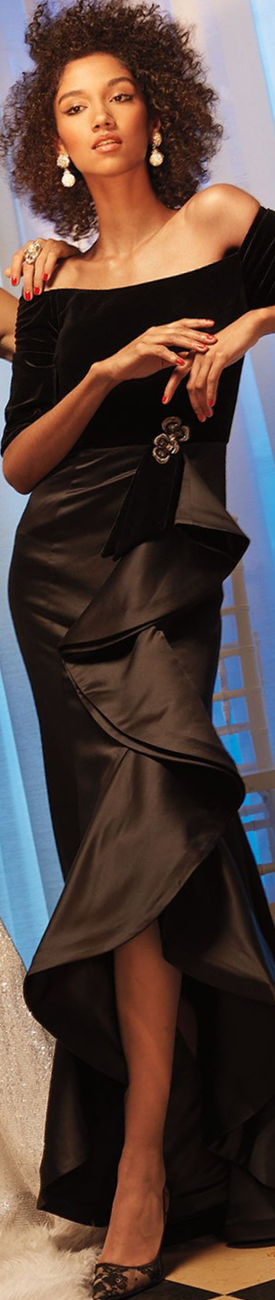 Jovani Off-the-Shoulder Velvet & Taffeta Gown