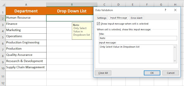 Input Message Box Input Message Using Data Validation